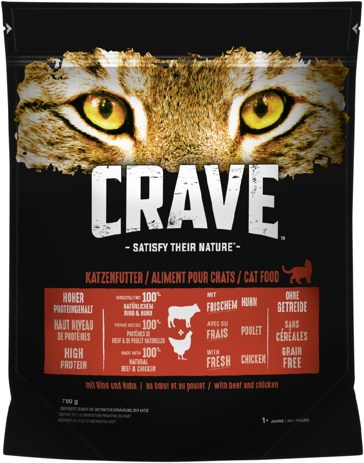 CRAVE Katzen-Trockenfutter Adult mit Rind und Huhn